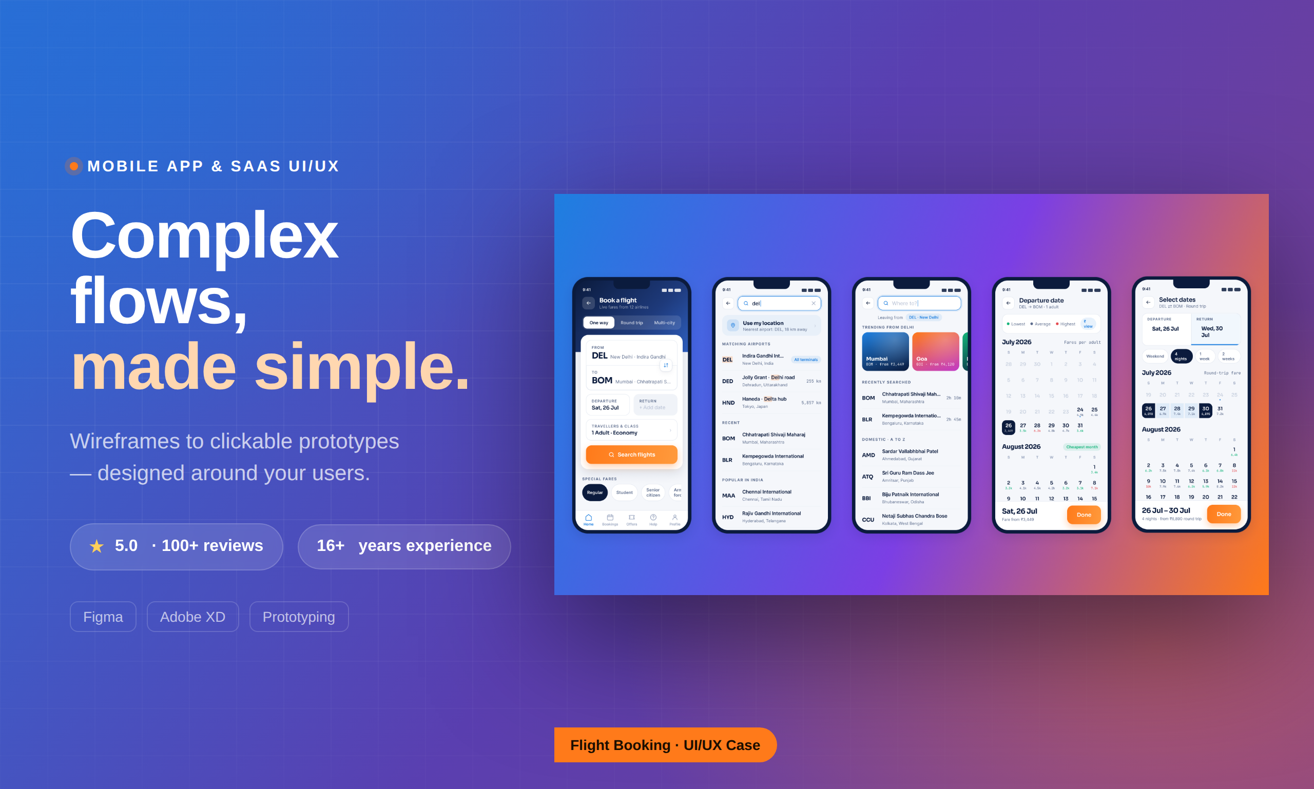 Travel app onboarding and wallet screens